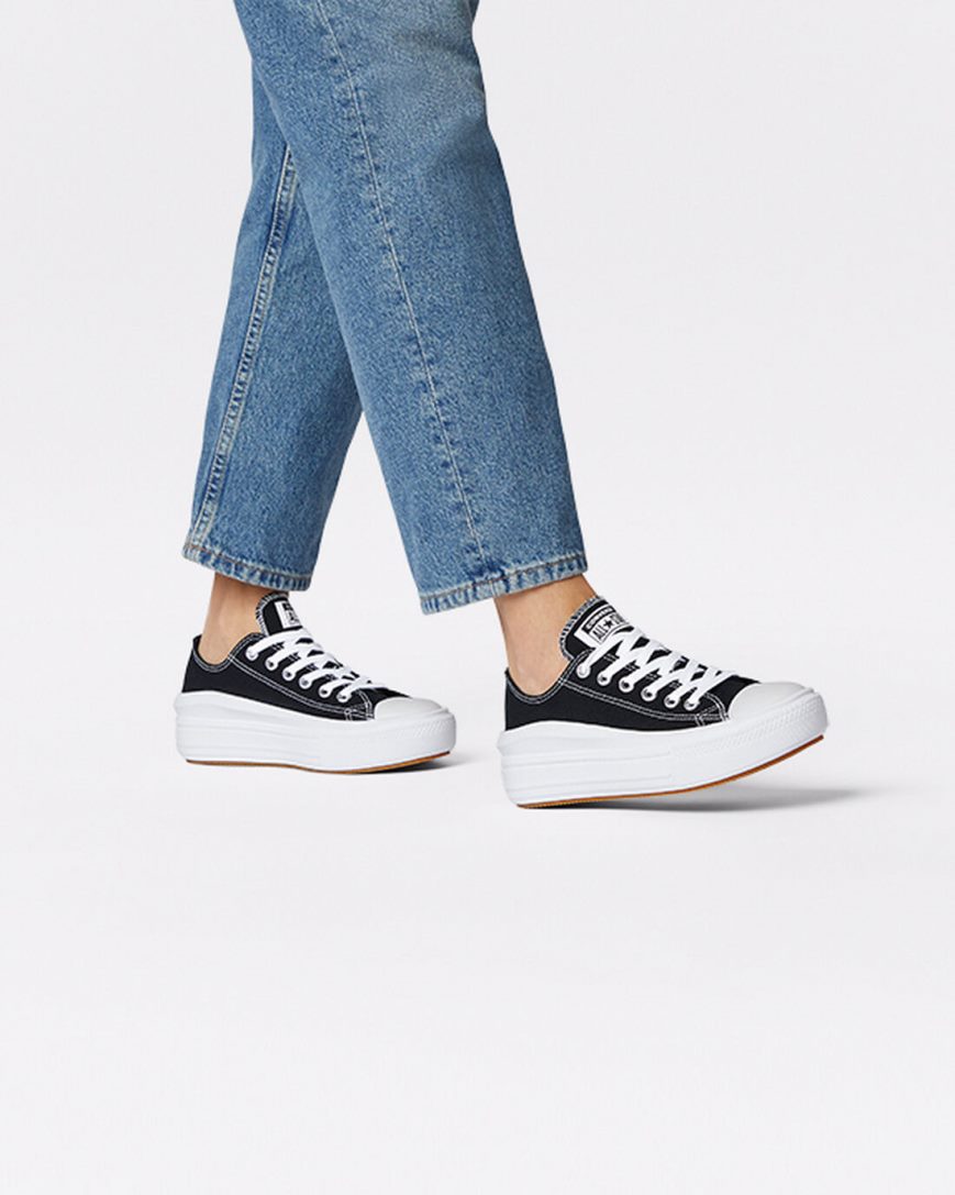 Topanky Na Platforme Converse Chuck Taylor All Star Move Nizke Damske Čierne Biele | SK LHQRP3